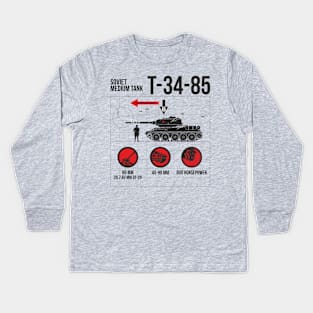 Infographic of the Soviet T-34-85 tank Kids Long Sleeve T-Shirt